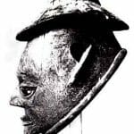 Imagens jocosas de funcionários coloniais ridicularizam o nariz e o queixo pontudo, ds sobrancelhas e o esquisito capacete dos europeus. British Museum, London, 1959.