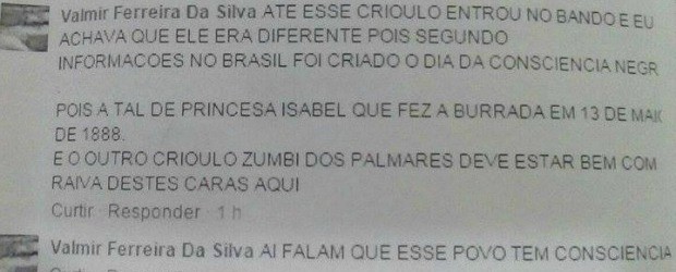 Comentário foi impresso pelo parlamentar e entregue à polícia (Foto: Arquivo pessoal/ Luis Costa)