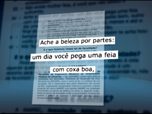 Material contém frases que incitam preconceito, segundo estudantes (Foto: Reprodução/EPTV).