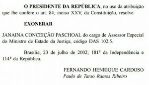 trecho-do-diario-oficial-da-uniao-com-a-exoneracao-da-autoria-do-impeach