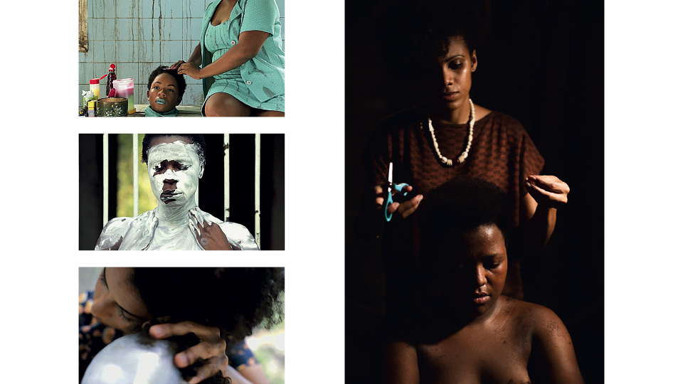 Imagens do curta KBELA; à dir., cena que reproduz a transição capilar de YasminFOTO: Reprodução e Alile Dara Onawale