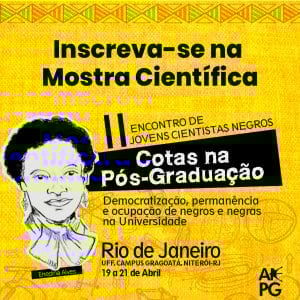 Ilustração divulgando as datas para a inscrição na amostra cientifica