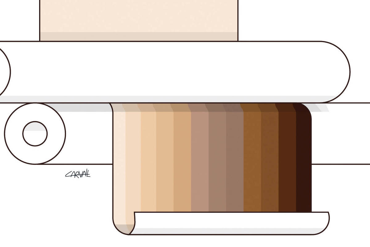 Ilustração com vários tons de cor de pele