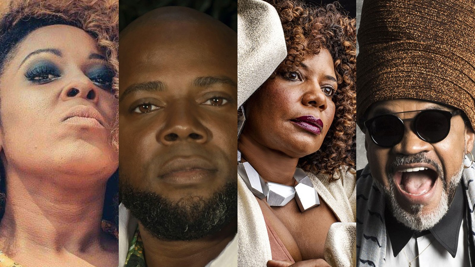 Conjunto de fotos da Tia Má, Érico Brás, Margareth Menezes e Carlinhos Brown