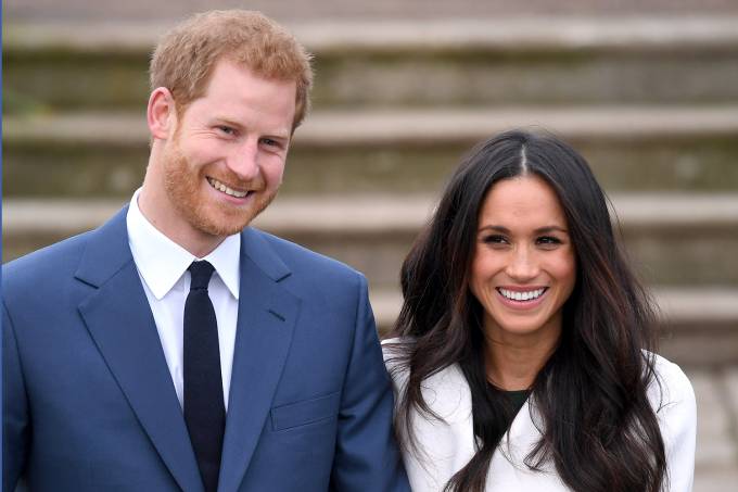 Foto do príncipe Harry e Meghan Markle.